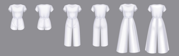 Gratis Vector set vrouwen jumpsuit 3d vector overall mockup