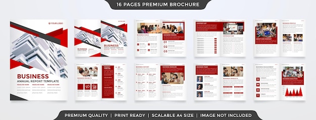 Set zakelijke tweevoudige brochuresjabloon met minimalistisch en schoon stijlgebruik voor zakelijk profiel