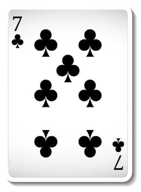 Gratis vector seven of clubs speelkaart geïsoleerd