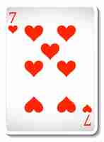 Gratis vector seven of hearts speelkaart geïsoleerd