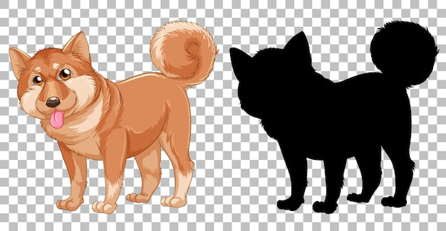 Gratis vector shiba inu-hond en zijn silhouet