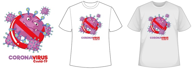 shirt met coronavirus cartoon