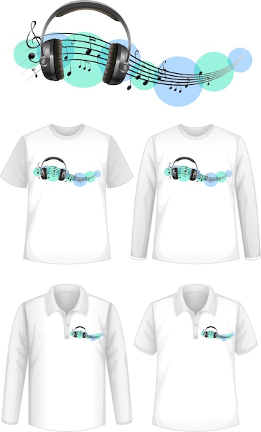 Gratis vector shirt met muzieklogo