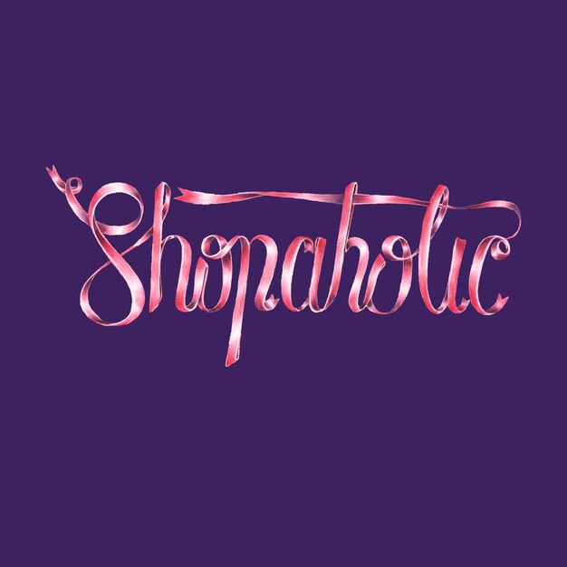 Shopaholic typografie ontwerp illustratie