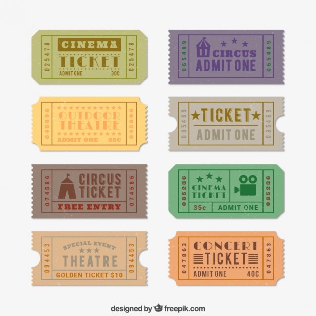 Gratis Vector show tickets in retro stijl