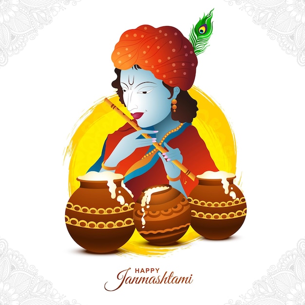 Shree krishna janmashtami festival kerstkaart achtergrond