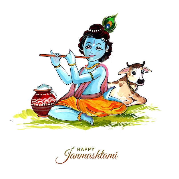 Shree krishna janmashtami festivalkaart achtergrond