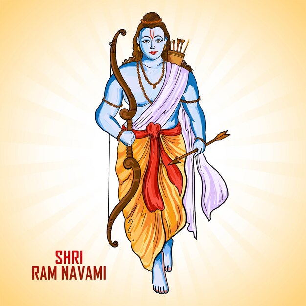 Gratis vector shri ram navami festival viering kaart achtergrond