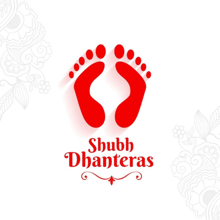 Gratis Vector shubh dhanteras gelegenheid achtergrond met godin voetafdruk ontwerp