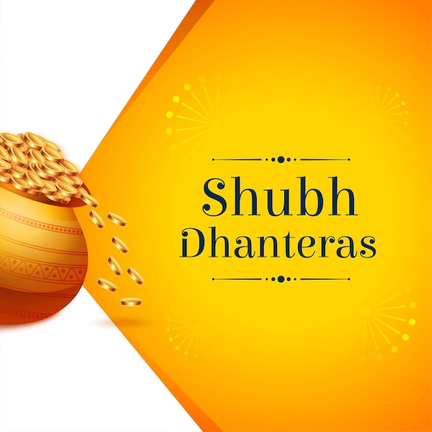 Shubh dhanteras traditionele achtergrond met gouden munt in pot