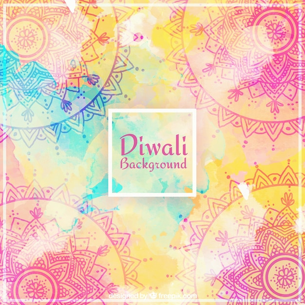 Gratis vector sier achtergrond van aquarel diwali