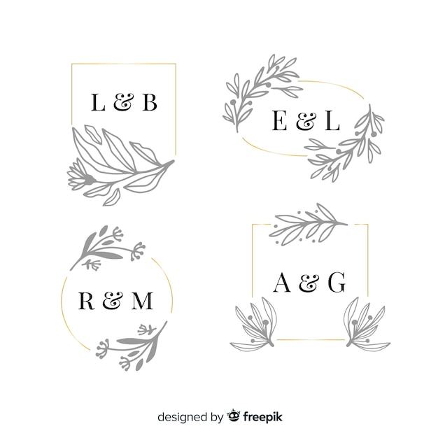 Sier bruiloft monogram pack