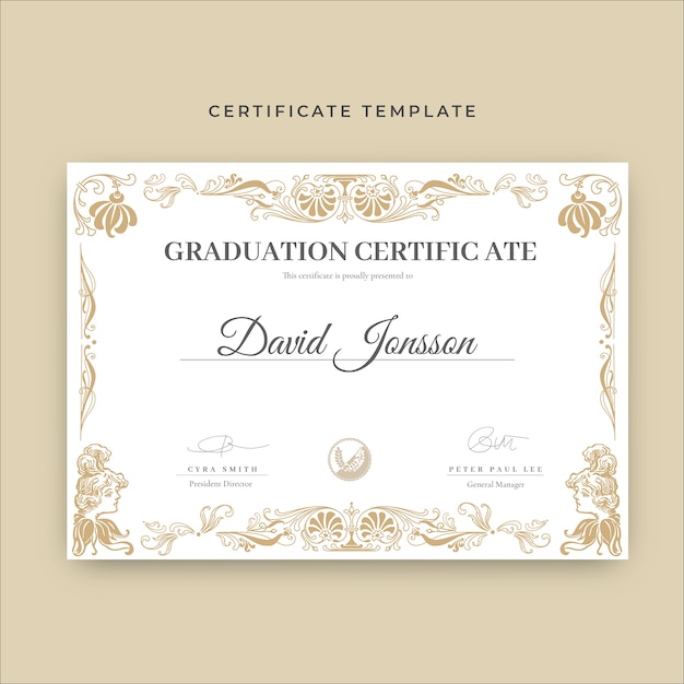 Gratis vector sier david afstudeercertificaat