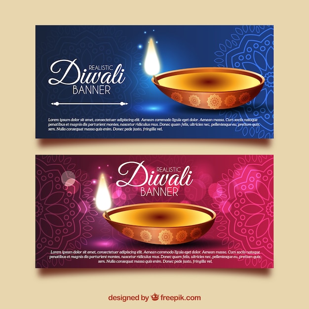 Sier en lichte diwali banners