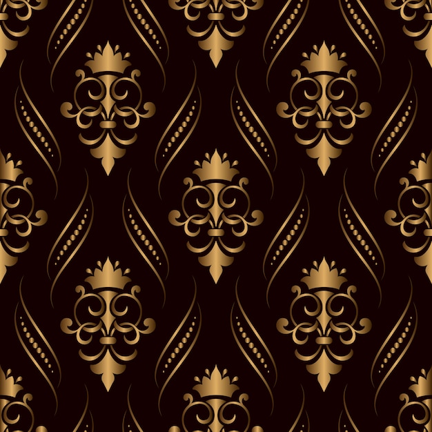 Gratis vector sier gouden damast naadloos patroon