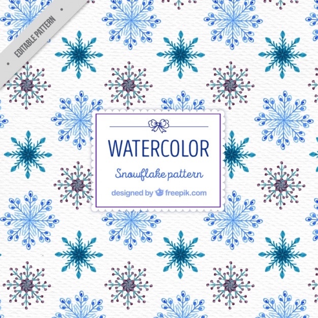 Gratis vector sier sneeuwvlokken patroon in aquarel effect