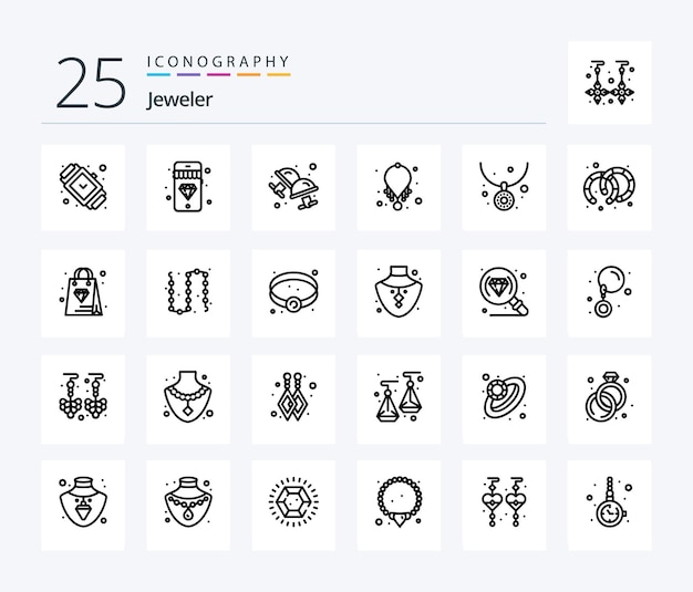 Sieraden 25 Line icon pack inclusief hoepels ketting manchet sieraden accessoires