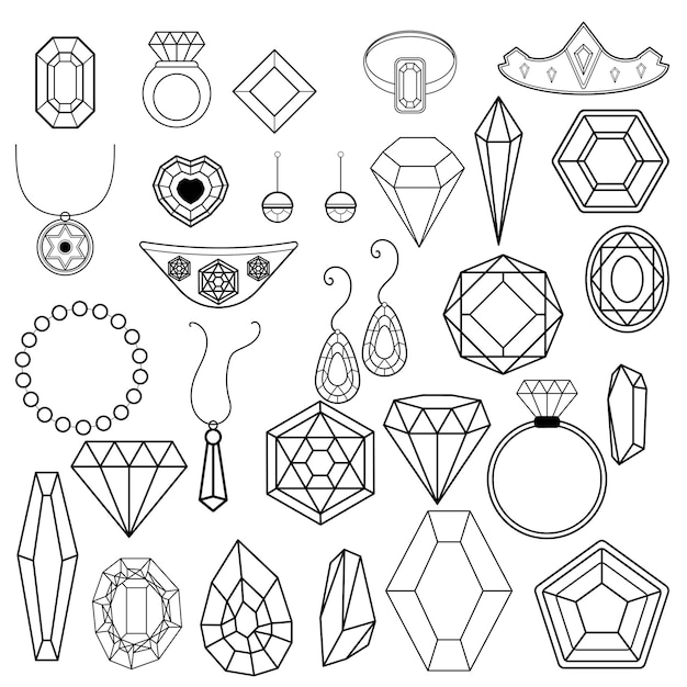 Gratis vector sieraden lijntekeningen doodle illustratie collecties