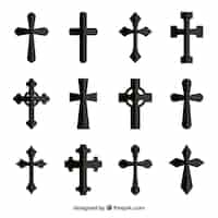 Gratis vector silhouet christelijke kruis collectie