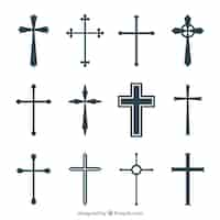 Gratis vector silhouet christelijke kruis collectie