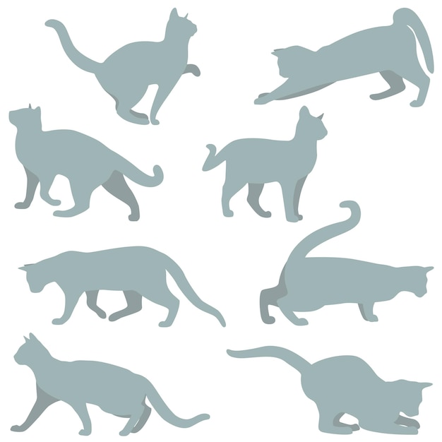 Gratis vector silhouet kat instellen vectorillustratie