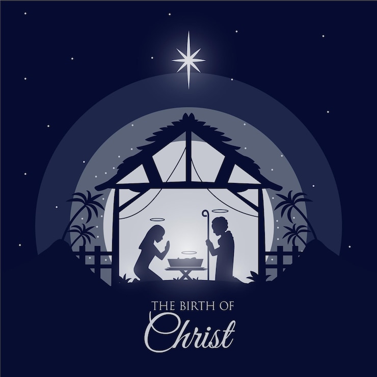 Gratis Vector silhouet kerststal