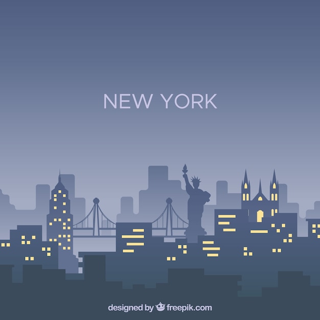 Gratis vector silhouet stad skyline in vlakke stijl