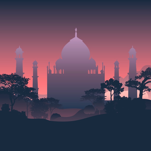 Silhouet van de taj mahal