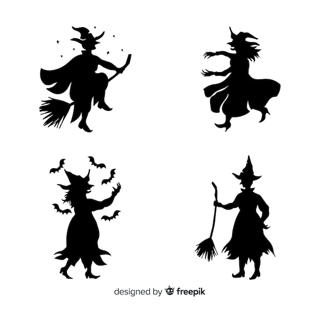 Gratis vector silhouet van een halloween-heks