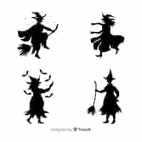 Gratis vector silhouet van een halloween-heks