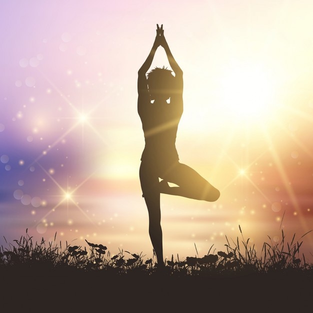 Gratis vector silhouet van een vrouw in een yoga houding