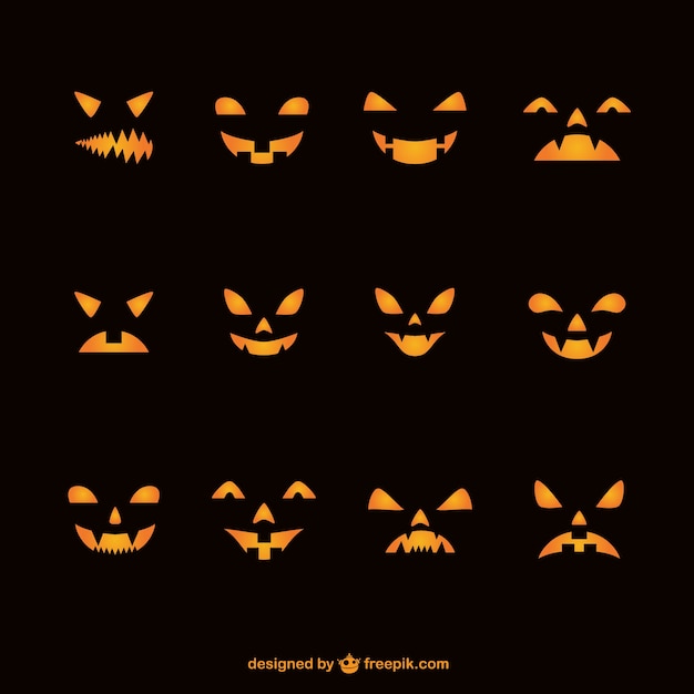 Silhouet van Halloween pompoenen gezichten