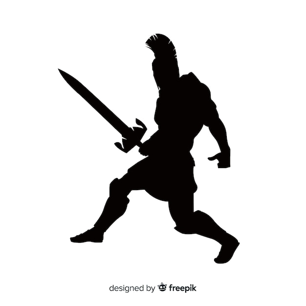Silhouet van Spartaanse krijger met zwaard