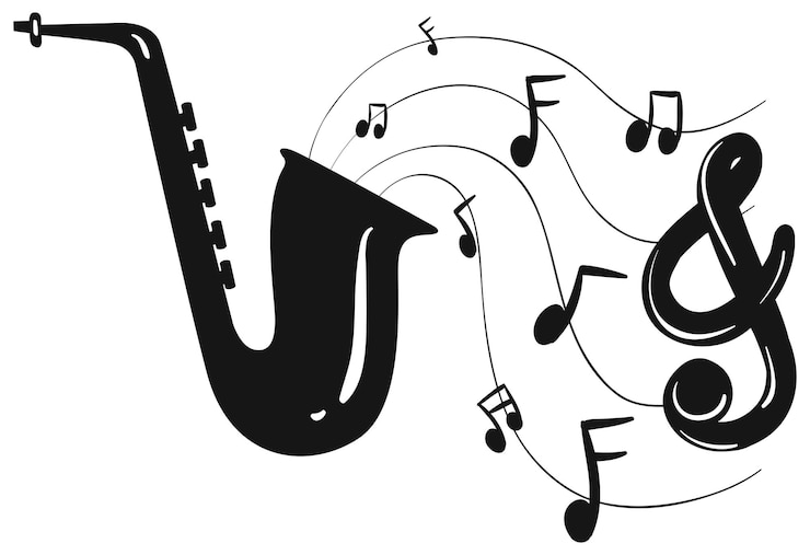 Gratis Vector silhouetontwerp voor saxofoon en noten
