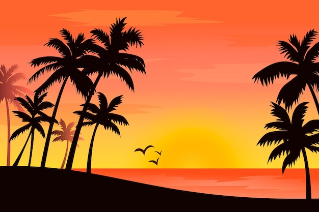Gratis vector silhouetten van de achtergrondstijl de kleurrijke palm