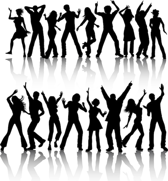 Gratis vector silhouetten van mensen dansen