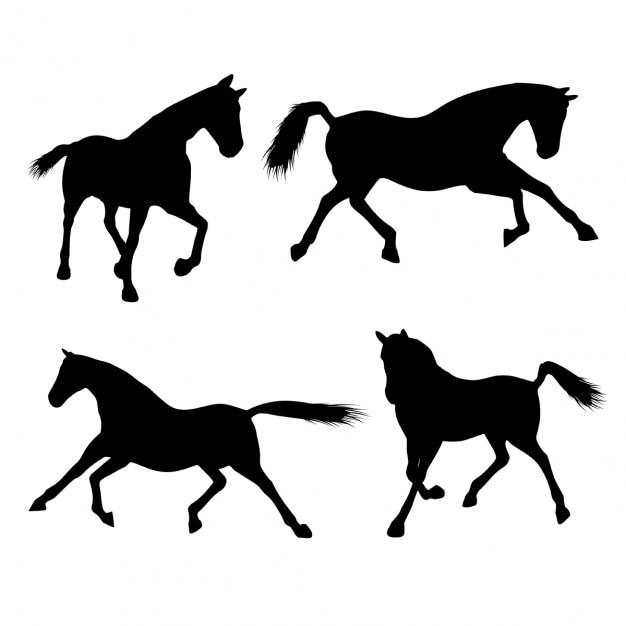 Gratis vector silhouetten van paarden