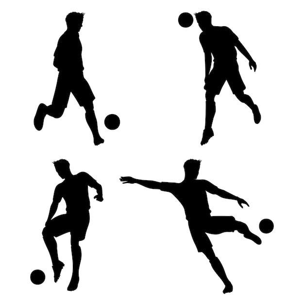 Gratis vector silhouetten van voetbal of voetballers