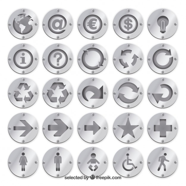 Gratis vector silver badges met pictogrammen