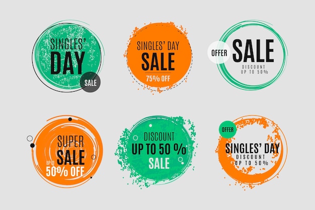 Gratis vector singles day badge-collectie