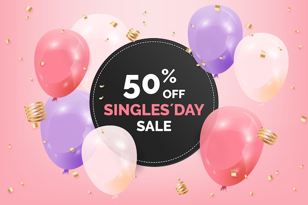 Singles day met realsitische ballonnen