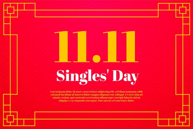 Singles 'day viert rood en gouden ontwerp