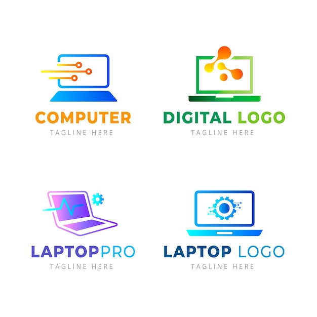 Gratis vector sjablonen voor laptoplogo met verloop