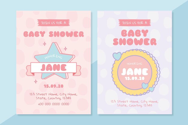 Sjablonen voor schattige baby shower uitnodigingskaarten