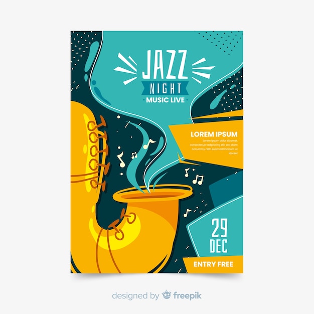 Sjabloon abstracte hand getekend jazz-poster