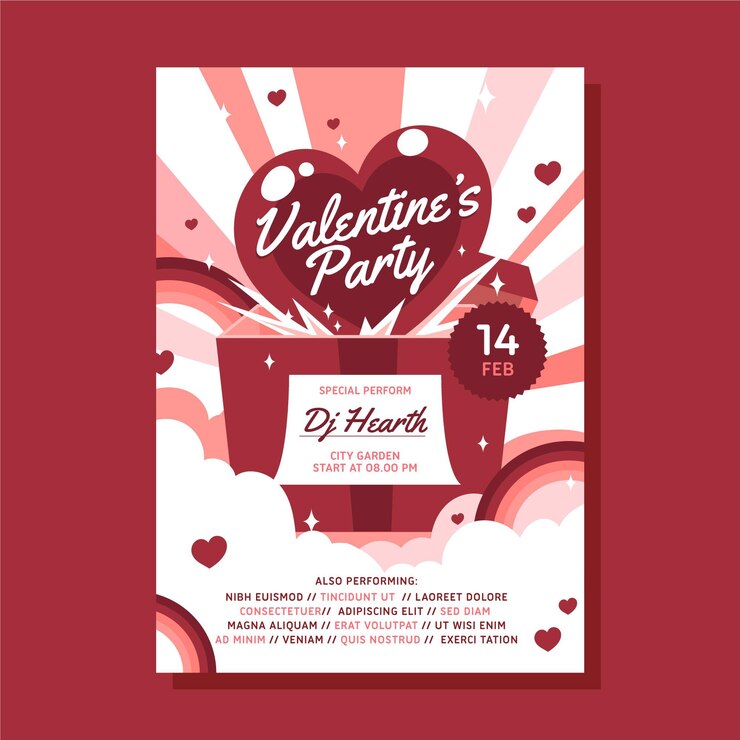 Gratis Vector sjabloon folder voor platte valentijnsdag
