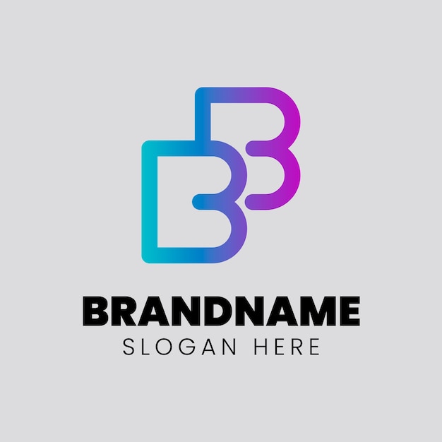 Gratis vector sjabloon met kleurovergang bb-logo