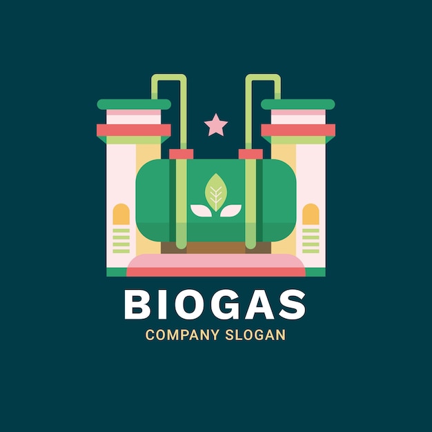 Gratis vector sjabloon met logo voor industrie biogas