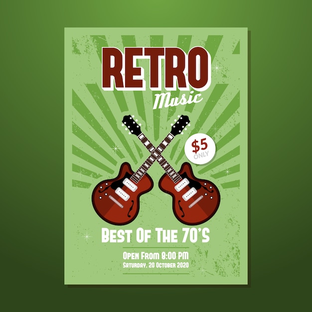 Gratis vector sjabloon muziek retro poster