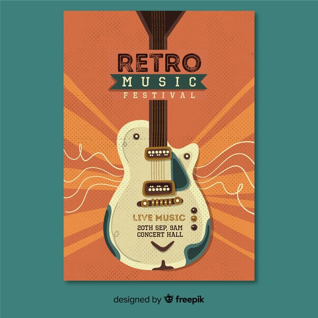 Sjabloon retro muziek poster